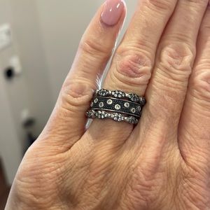 Freida Rothman silver stackable rings size 6